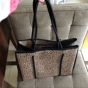 Anthropologie leopard tote bag purse